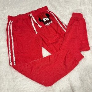 Disney Minnie Mouse Red Jogger Lounge Pants for Women Size Large
